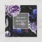 Elegant Dark Violet Floral Vierkante Visitekaartje (Voorkant)