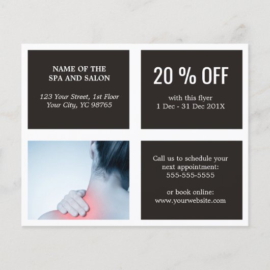 Elegant Dark White Blue Photo Massage Therapist Flyer (Voorkant)
