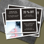 Elegant Dark White Blue Photo Massage Therapist Flyer<br><div class="desc">Elegant flyer,  sjabloon voor couponontwerp met professionele studio-foto's. Ideale marketingtool voor uw klanten. Deze flyer is volledig aanpasbaar,  u kunt uw persoonlijke gegevens er eenvoudig aan toevoegen. Neem contact met ons op als je hulp nodig hebt om het aan te passen. U kunt dit product met visitekaartjes aanpassen.</div>