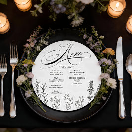 Elegant Dark Wildflower-menukaart Feestdagenkaart