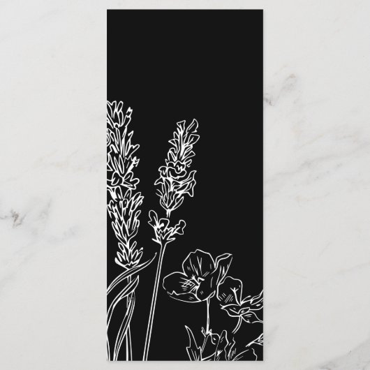 Elegant Dark Wildflower-menukaart Programmakaart (Achterkant)