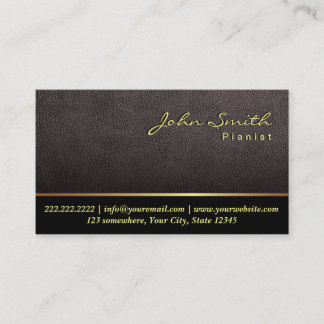 Elegant Darker Leather Piano Teacher Pianist Visitekaartje