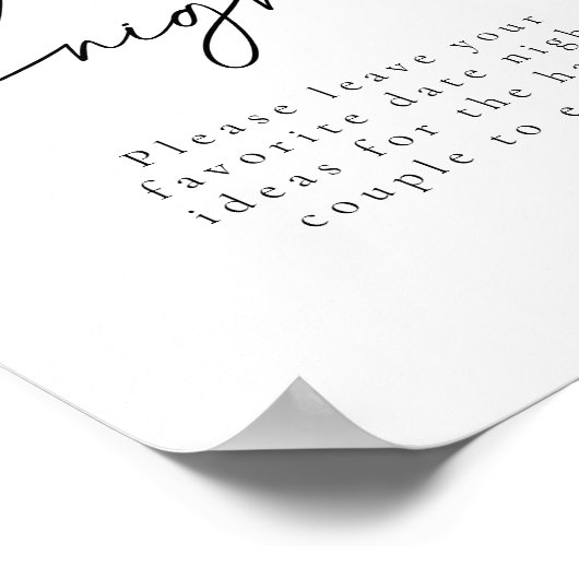 Elegant Date Night Ideeën Modern Vrijgezellenfeest Poster (Hoek)