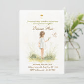 Elegant Daughter Christening Invitation Template (Staand voorkant)