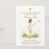 Elegant Daughter Christening Invitation Template (Voorkant / Achterkant)