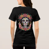 Elegant Day of the Dead Sugar Skull Woman Tri-Blend Shirt (Achterkant)