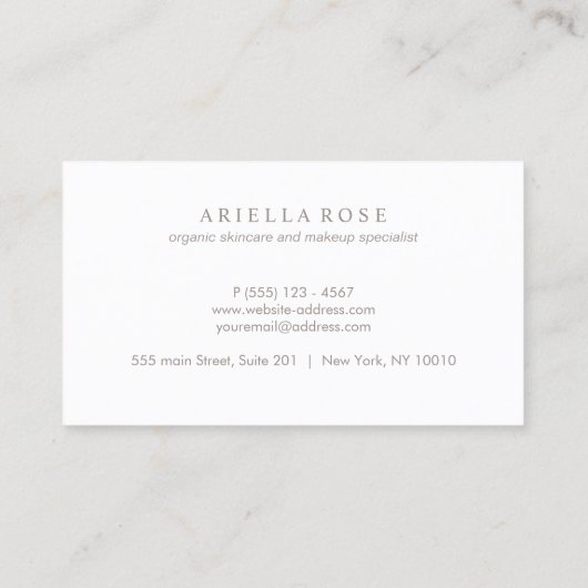 Elegant Day Spa en Salon Blush Pink White Marble Visitekaartje (Achterkant)