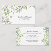 Elegant Day Spa en Salon Green Foliage waterverf Visitekaartje (Voorkant / Achterkant)