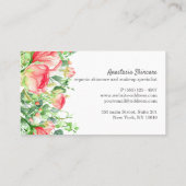 Elegant Day Spa en Salon Pink Flowers waterverf Visitekaartje (Achterkant)