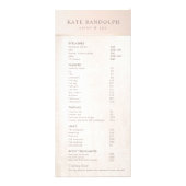 Elegant Day Spa roze marmer Salon Price List Menu (Voorkant)