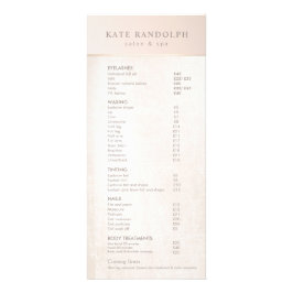Elegant Day Spa roze marmer Salon Price List Menu
