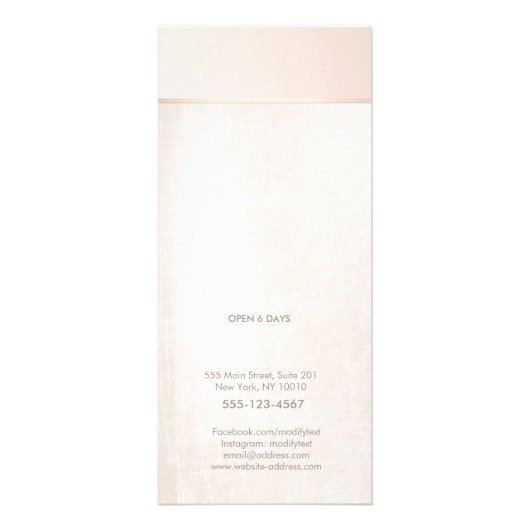 Elegant Day Spa roze marmer Salon Price List Menu (Achterkant)