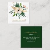 Elegant Day Spa Salon Green Flower Waterverf Vierkante Visitekaartje (Voorkant / Achterkant)