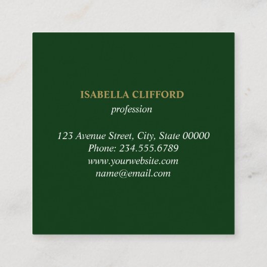 Elegant Day Spa Salon Green Flower Waterverf Vierkante Visitekaartje (Achterkant)