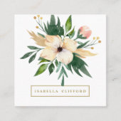 Elegant Day Spa Salon Green Flower Waterverf Vierkante Visitekaartje (Voorkant)