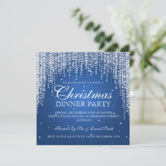 Elegant Dazzle Christmas Holiday Party Blauw Kaart (Staand voorkant)