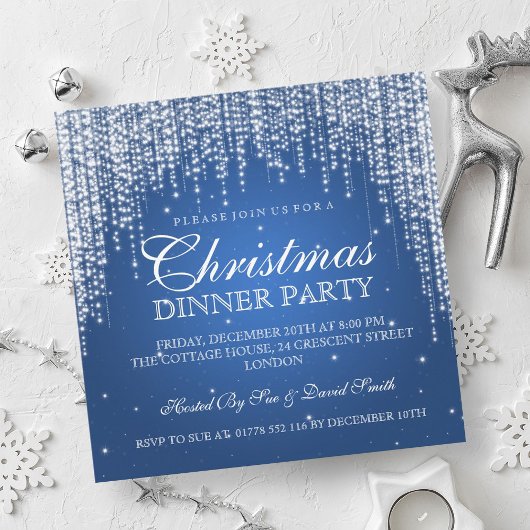 Elegant Dazzle Christmas Holiday Party Blauw Kaart