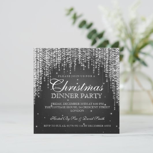 Elegant Dazzle Christmas Holiday Party Zwart Kaart (Staand voorkant)