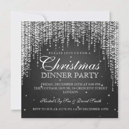 Elegant Dazzle Christmas Holiday Party Zwart Kaart (Voorkant)