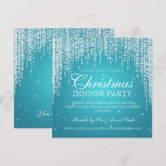 Elegant Dazzle Kerstfeestdag Turquoise Kaart (Voorkant / Achterkant)