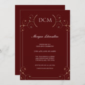 Elegant DCM Gold Burgundy Afstuderen Kaart (Voorkant / Achterkant)