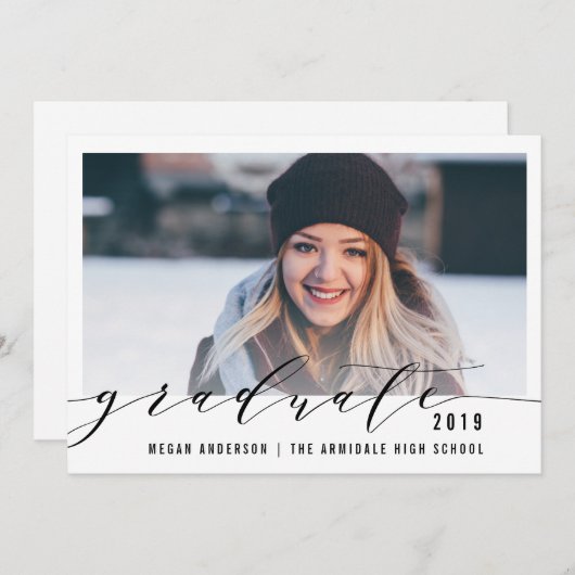 Elegant de aankondiging van het afstuderen van de  (Voorkant / Achterkant)