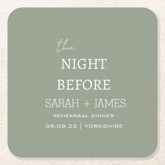 Elegant de avond voor de repetitie dinerfeest kartonnen onderzetters (Voorkant)