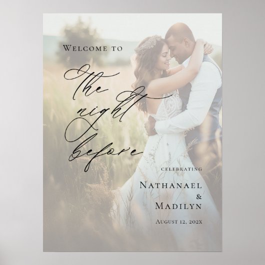 Elegant De avond voor foto Repetitie welkom Poster (Voorkant)