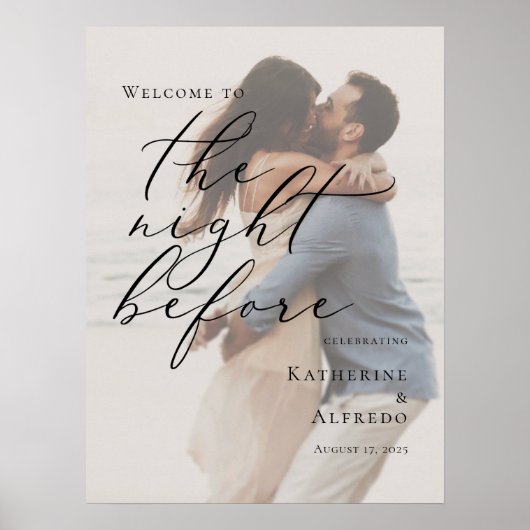 Elegant De avond voor repetitie foto welkom Poster (Voorkant)