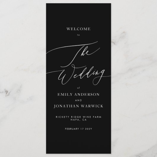 Elegant de bruiloft van de moderne kalligrafie programmakaart (Voorkant)