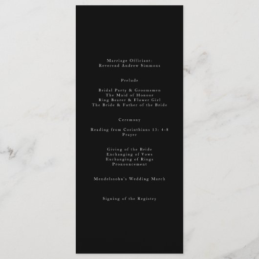 Elegant de bruiloft van de moderne kalligrafie programmakaart (Achterkant)