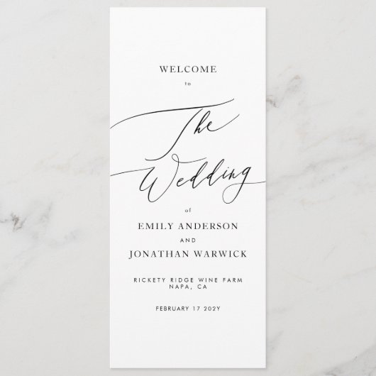 Elegant de bruiloft van de moderne kalligrafie programmakaart (Voorkant)