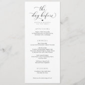 Elegant De Dag Voor De Trouwrepetitie Dinner Menu (Voorkant)