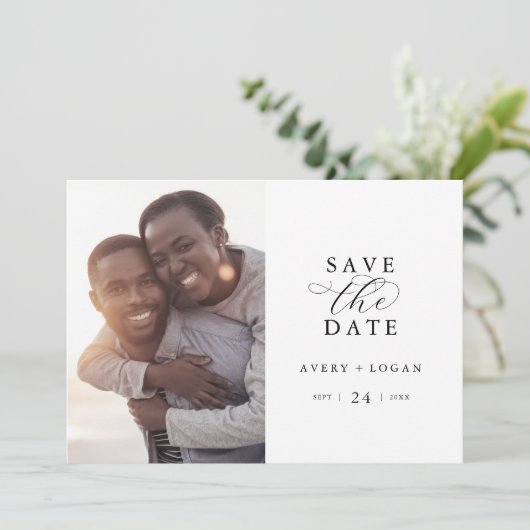 Elegant de Foto van het Manuscript sparen de Datum Save The Date (Staand voorkant)