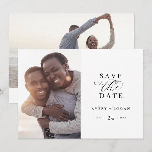 Elegant de Foto van het Manuscript sparen de Datum Save The Date (Voorkant / Achterkant)