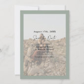 Elegant de groene 2 foto's van het manuscriptblad save the date (Achterkant)