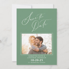 Elegant de Groene Foto van het Manuscript sparen d Save The Date