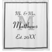 Elegant de heer en mevrouw Monogram Douchegordijn (Voorkant)
