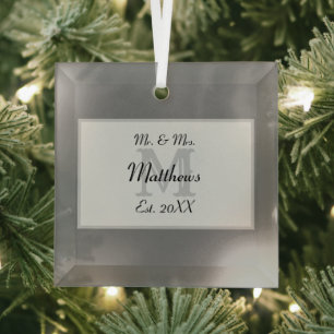 Elegant de heer en mevrouw Monogram Glas Ornament