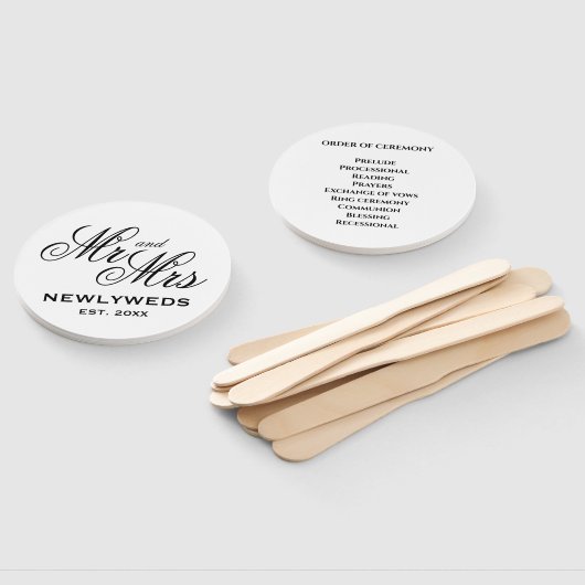 Elegant de heer Mrs bruiloft ceremony programmasch Handwaaier (Niet-gemonteerd)