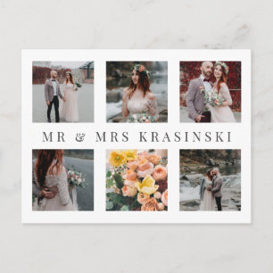 Elegant de heer & Mrs. Foto Collage Wedding Dank u Aankondigingskaart