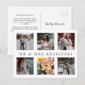 Elegant de heer & Mrs. Foto Collage Wedding Dank u Aankondigingskaart (Voorkant / Achterkant)