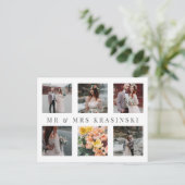 Elegant de heer & Mrs. Foto Collage Wedding Dank u Aankondigingskaart (Staand voorkant)