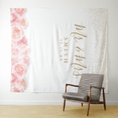 Elegant de heer & Mrs. gold & blush floral bruilof Wandkleed (In Situ (horizontaal))