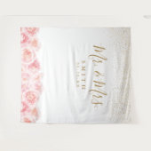 Elegant de heer & Mrs. gold & blush floral bruilof Wandkleed (Voorkant (horizontaal))