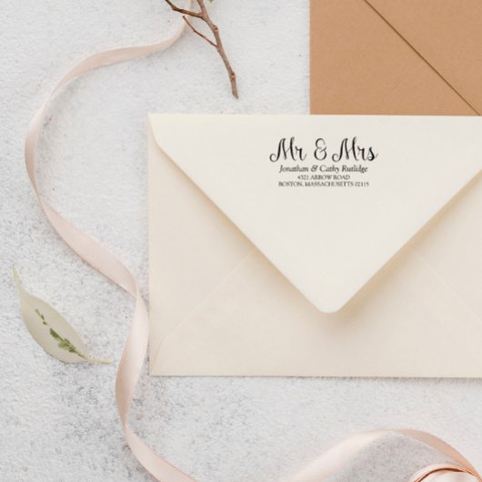 Elegant de heer & Mrs. Name & Address Zelfinktende Stempel