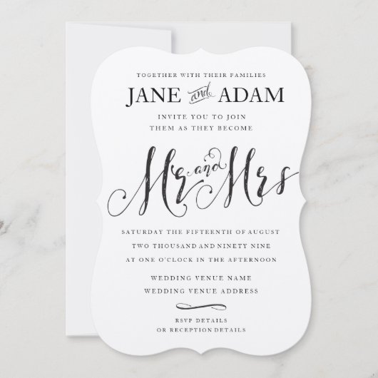 Elegant de heer & Mrs Typography Wedding KRAFT Kaart (Voorkant)