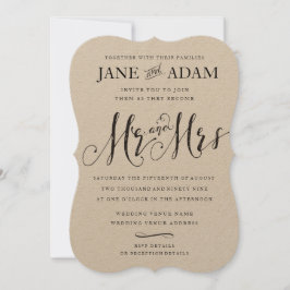 Elegant de heer & Mrs Typography Wedding KRAFT Kaart