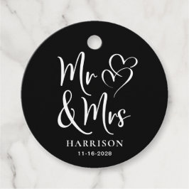 Elegant de heer Mrs Wedding Black Bedankjes Labels