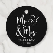 Elegant de heer Mrs Wedding Black Bedankjes Labels (Achterkant)